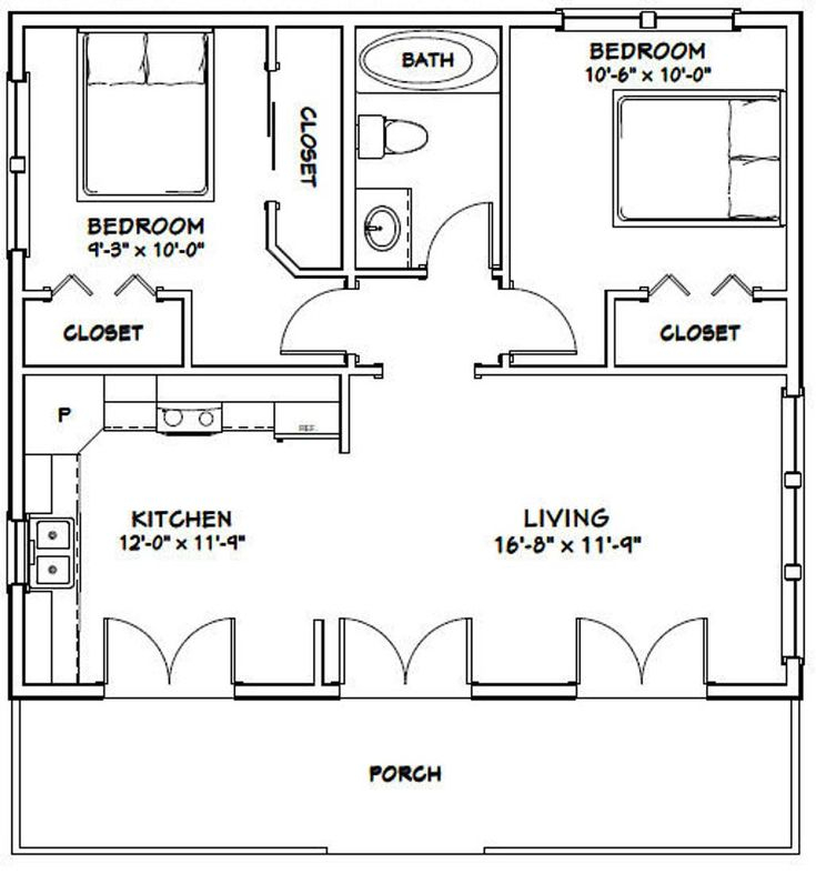 30x26 House 2 bedroom 1 bath 780 Sq Ft PDF Floor Plan Etsy Small  - 1 Bedroom 2 Bath House Floor Plans