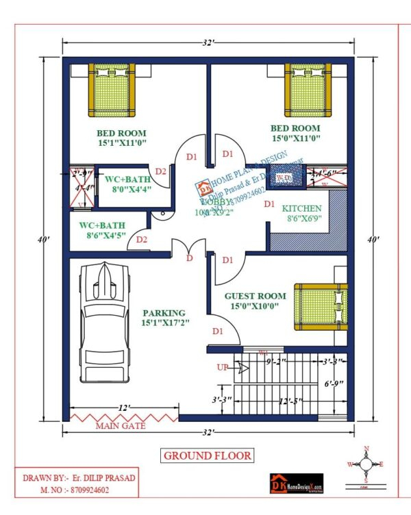 32X40 Affordable House Design DK Home DesignX - 32x40 House Floor Plans 4 Bedroom 2 Bathrooms