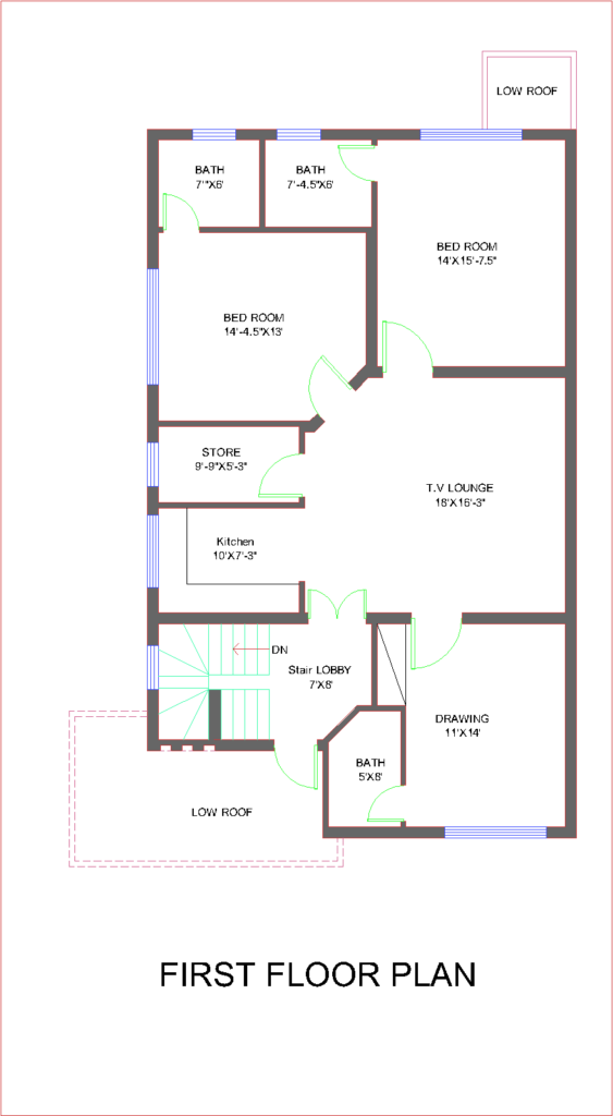 3D Front Elevation New 10 Marla House Plan Bahria Town Overseas B  - 3 Bedroom House Floor Plans In Pakistan