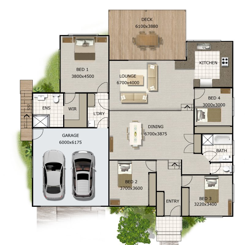 4 Bed Split Level Home Design 266KR Double Garage Australian Dream  - Split Level Floor Plans 4 Bedroom House Detached Garage