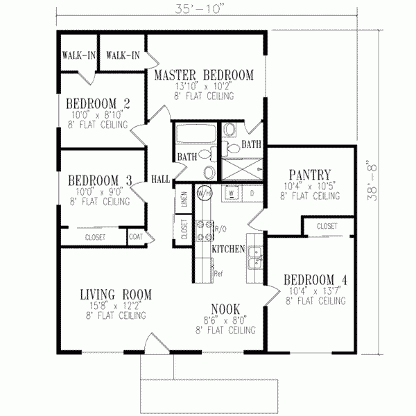 4 Bedroom 2 Bathroom Floor Plans Flooring Ideas - 1373 Sq Ft 4 Bedroom 2 Bath House Floor Plans