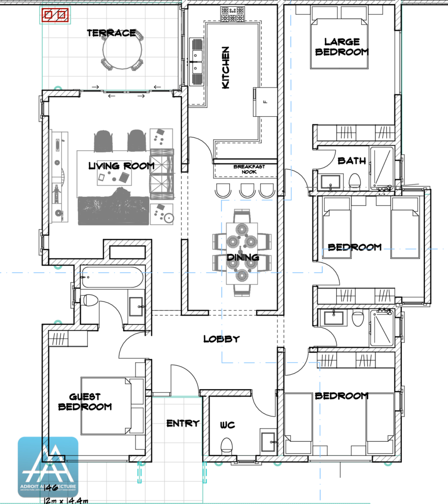 4 Bedroom Bungalow Floor Plan Design Floor Roma - 4 Bedroom Bungalow House Design With Floor Plan