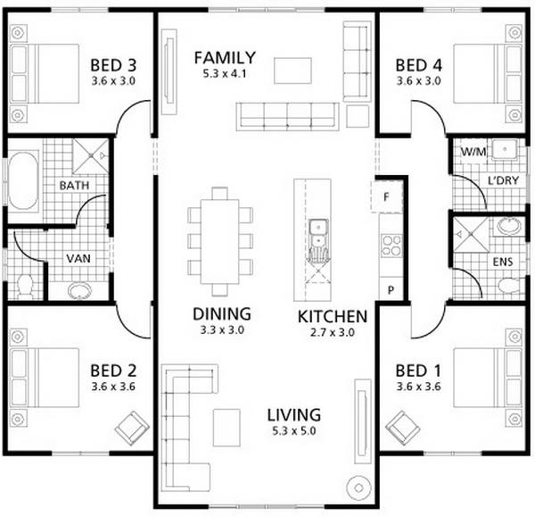 4 Bedroom Floor Plan 1 Story Www resnooze - 4 Bedroom House Floor Plans 1 Story