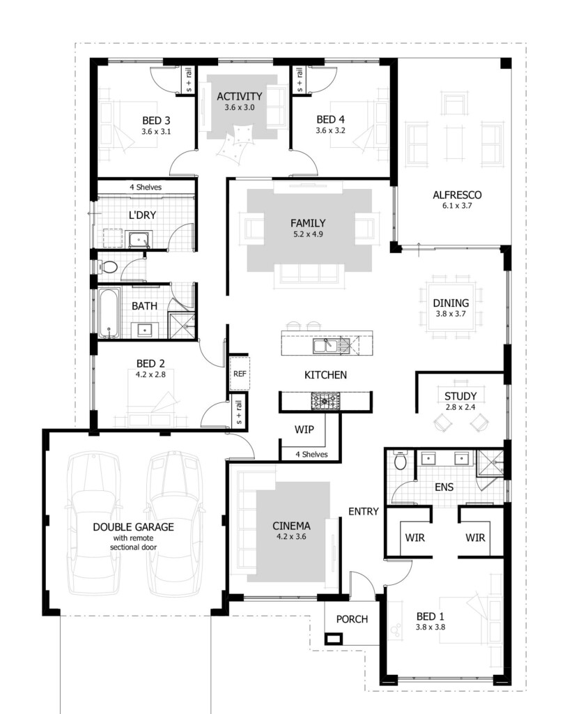 4 Bedroom House Plans Home Designs Celebration Homes Bungalow  - 4 Bedroom Bungalow House Design With Floor Plan