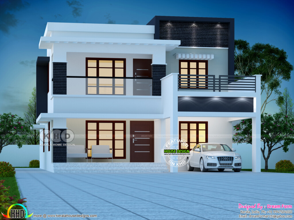 4 Bedroom Modern Double Storied House Plan 2500 Sq ft Kerala Home  - Kerala House Plans 4 Bedroom Double Floor