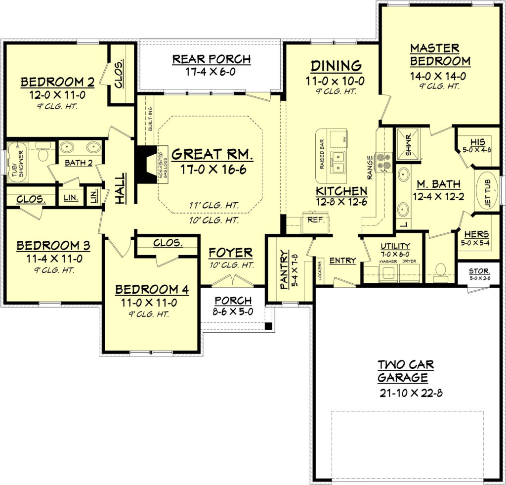 4 Bedroom Ranch Floor Plans 2000 Sq Ft - Ranch House Floor Plans 4 Bedroom