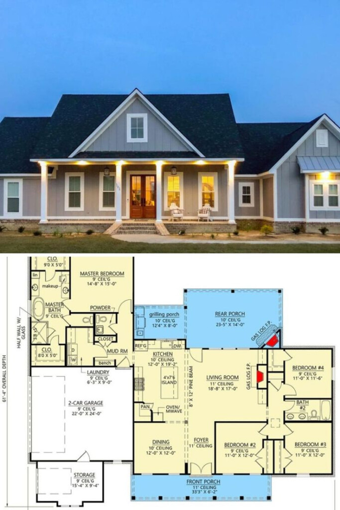 4 Bedroom Single Story Modern Farmhouse With Bonus Room Floor Plan  - 4 Bedroom House Plan Single Floor