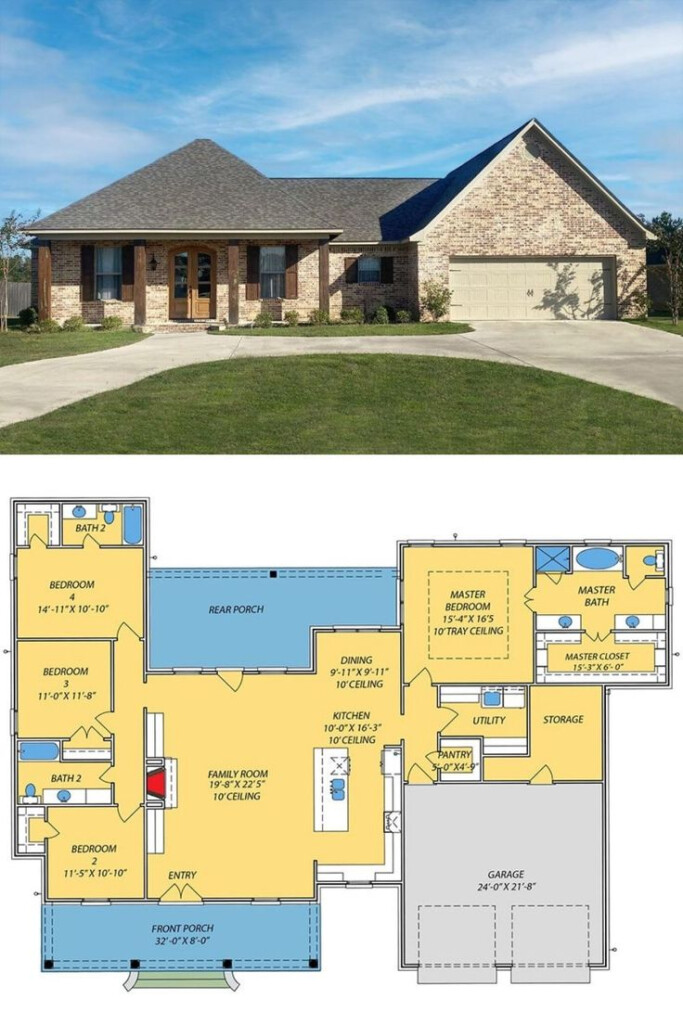 4 Bedroom Single Story Ranch Home With Open Concept Living Floor Plan  - 4 Bedroom House Floor Plans With Basement