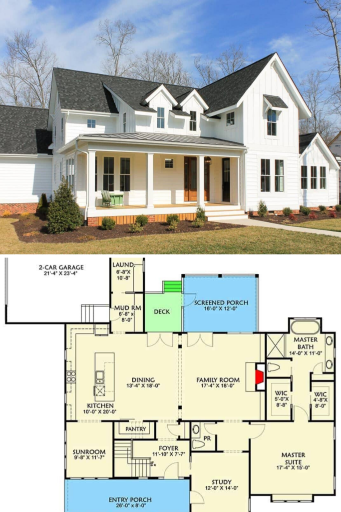 4 Bedroom Two Story Farmhouse With Open Floor Plan Floor Plan  - 2nd Floor House Plan With 4 Bedrooms