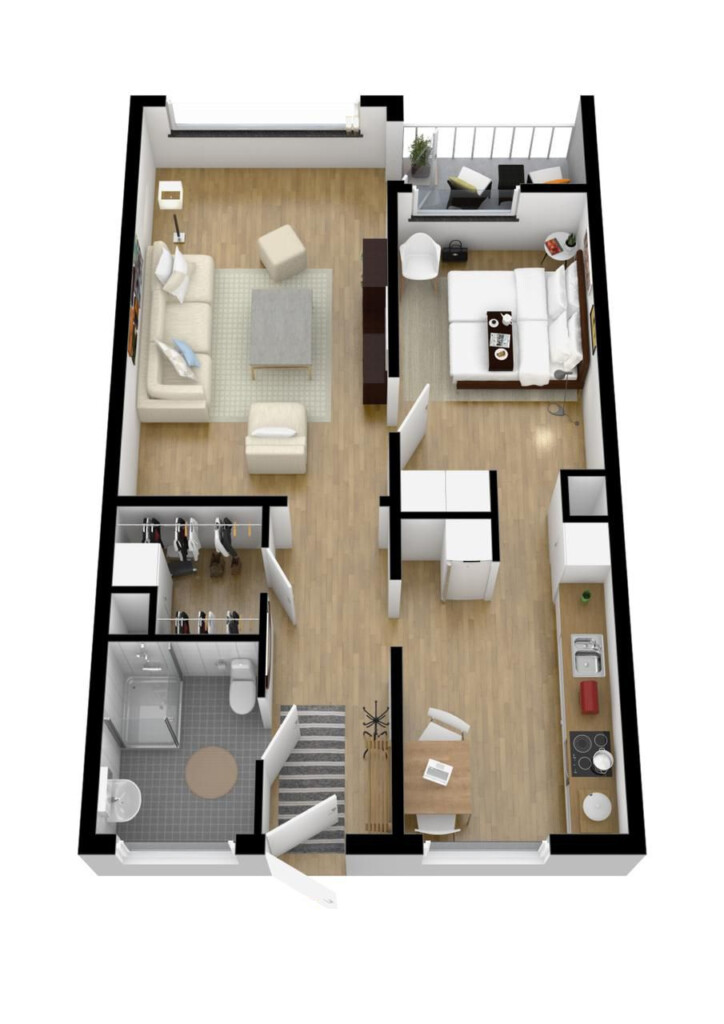 40 More 1 Bedroom Home Floor Plans One Bedroom House One Bedroom  - Small House Floor Plans 1 Bedroom Kit Dining