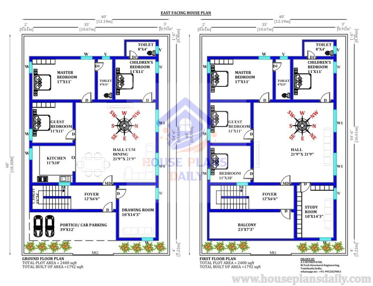 40x60 House Plan Two Story Building 2400 Sq Ft House House Plans  - 2 Story 5 Bedroom Barn House Floor Plans 2400 Sq.ft