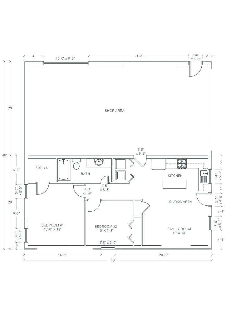 40X60 Shop House Floor Plans Floorplans click - One Bedroom Shop House Floor Plans