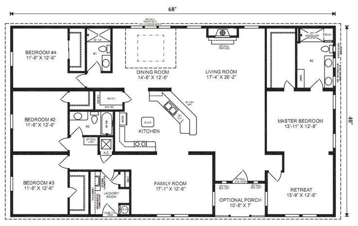 5 Bedroom 4 Bath Rectangle Floor Plan Google Search Modular Home  - 5 Bedroom 4 Bath House Floor Plans