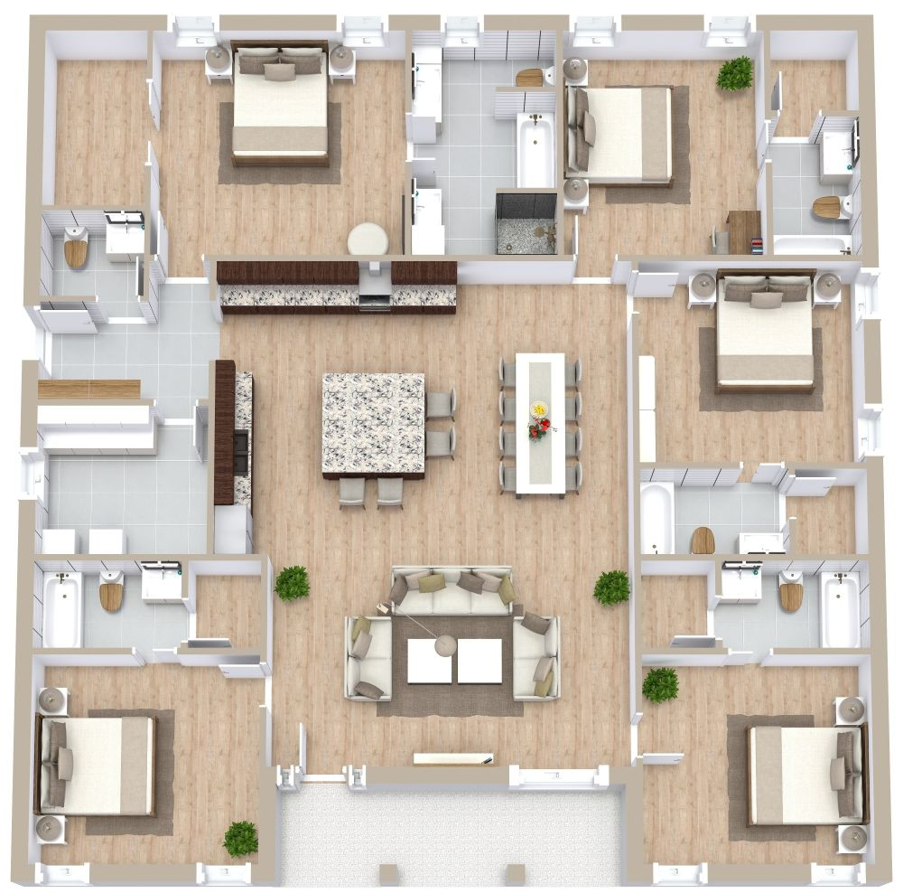 5 Bedroom Apartment Plan Examples - House Plans Five Bedroom Master On Main Floor