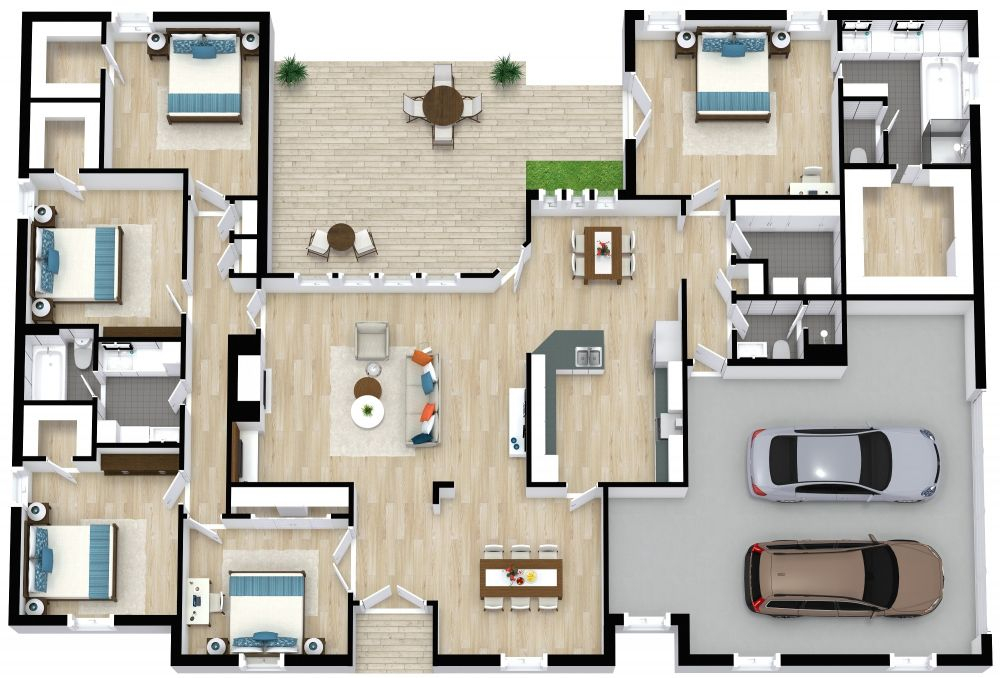 5 Bedroom Home With Double Garage - 5 Bedroom 3 Bathroom House Floor Plans