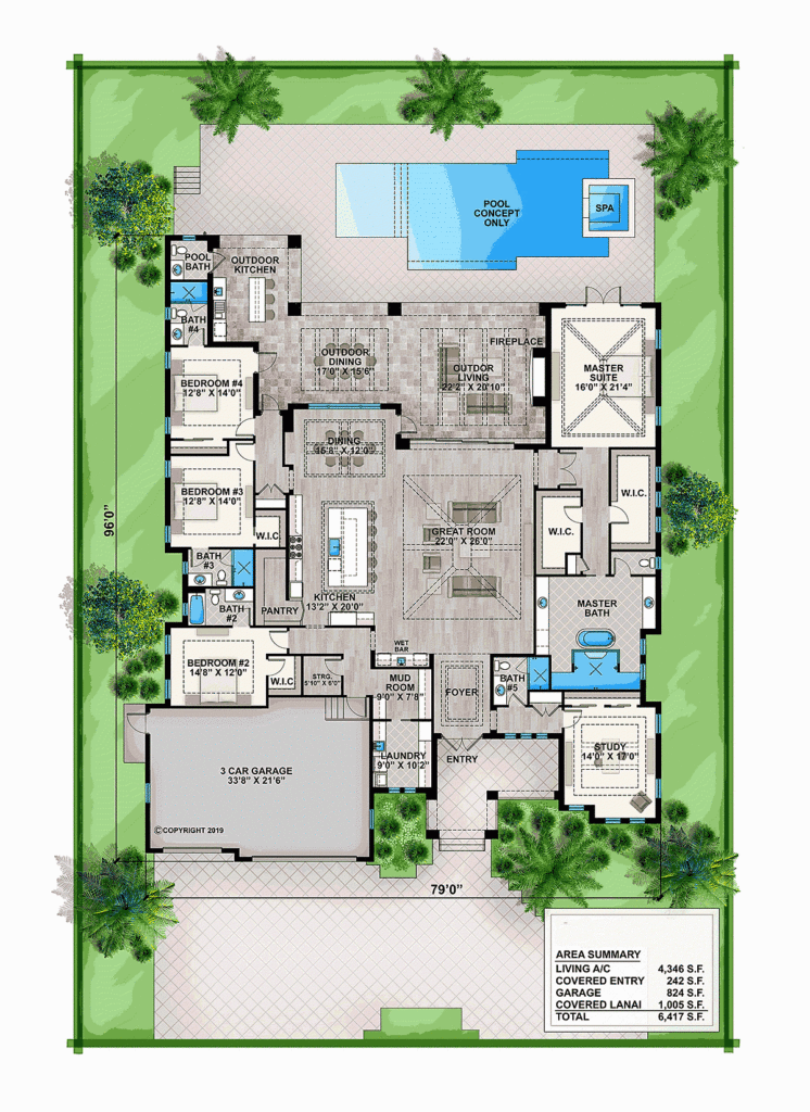 5 Bedroom House Plans Floor Plans - 1 Floor 5 Bedroom House Plans