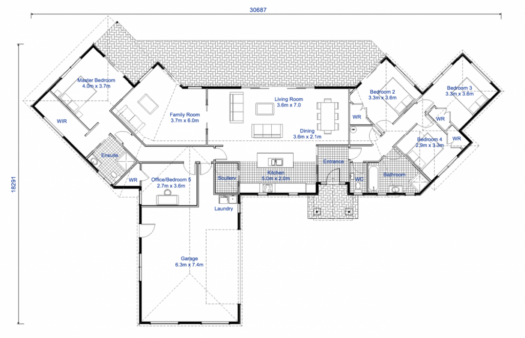 5 Bedroom House Plans Single Storey In 2023 HOMEPEDIAN - European Style 5 Bedroom Single Floor House Plan No Garage