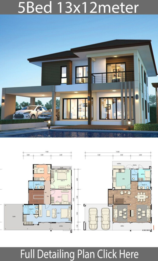 5 Bedroom Modern House Plans Home Inspiration - 5 Bedroom House Floor Plana