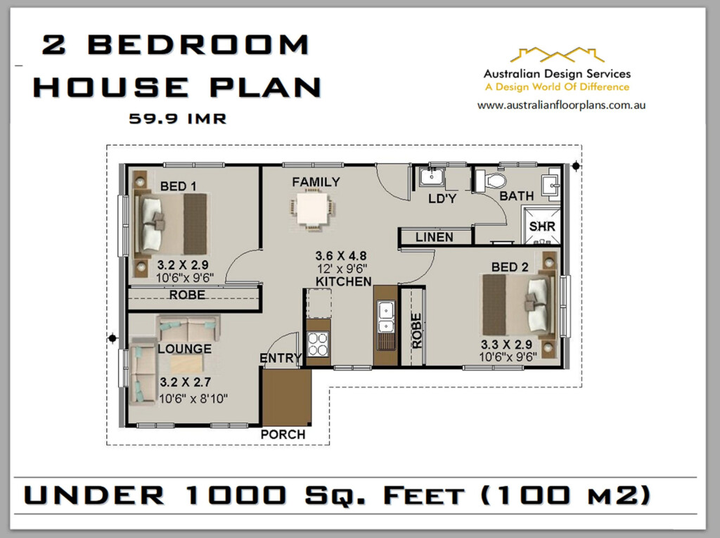 59 9 IMR House Plan Under 1000 Sq Foot 2 Bedroom House Plan 2 Bedroom  - Small Under 1000 2 Bedroom House Floor Plans