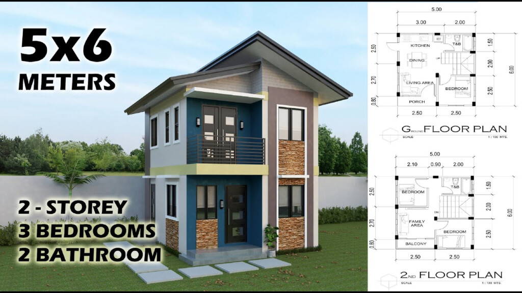 5x6 Meters 2 STOREY HOUSE DESIGN Floor Plan Download Link On  - 5x6 House Floor Plan 2 Bedroom