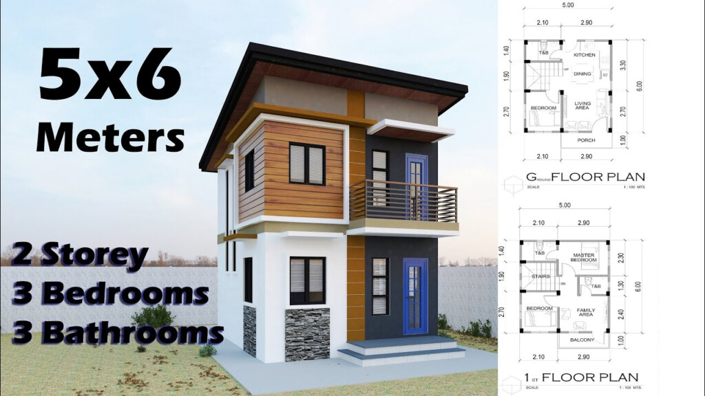 5x6 Meters SMALL 2 STOREY HOUSE DESIGN Floor Plan Download Link On  - 5x6 House Floor Plan 2 Bedroom