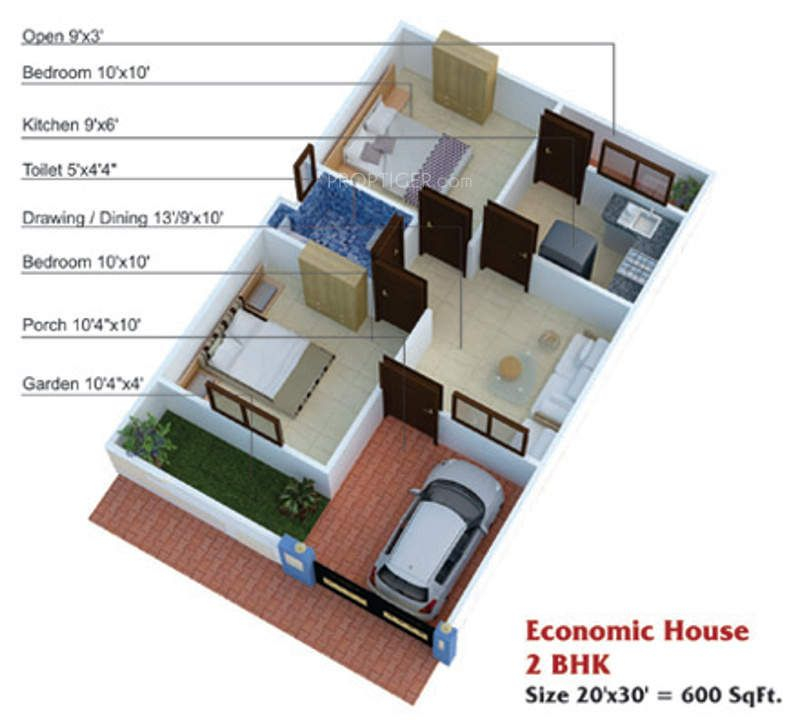 600 Sq Ft House Plans 2 Bedroom Indian Style Home Designs 20x30  - 600 Sq Ft House Plans 2 Bedroom In First Floor