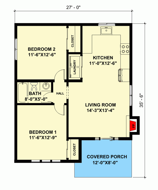 800 Square Foot 2 Bed Scandinavian style House Plan 420025WNT  - 2 Bedroom House Floor Plans Pdf