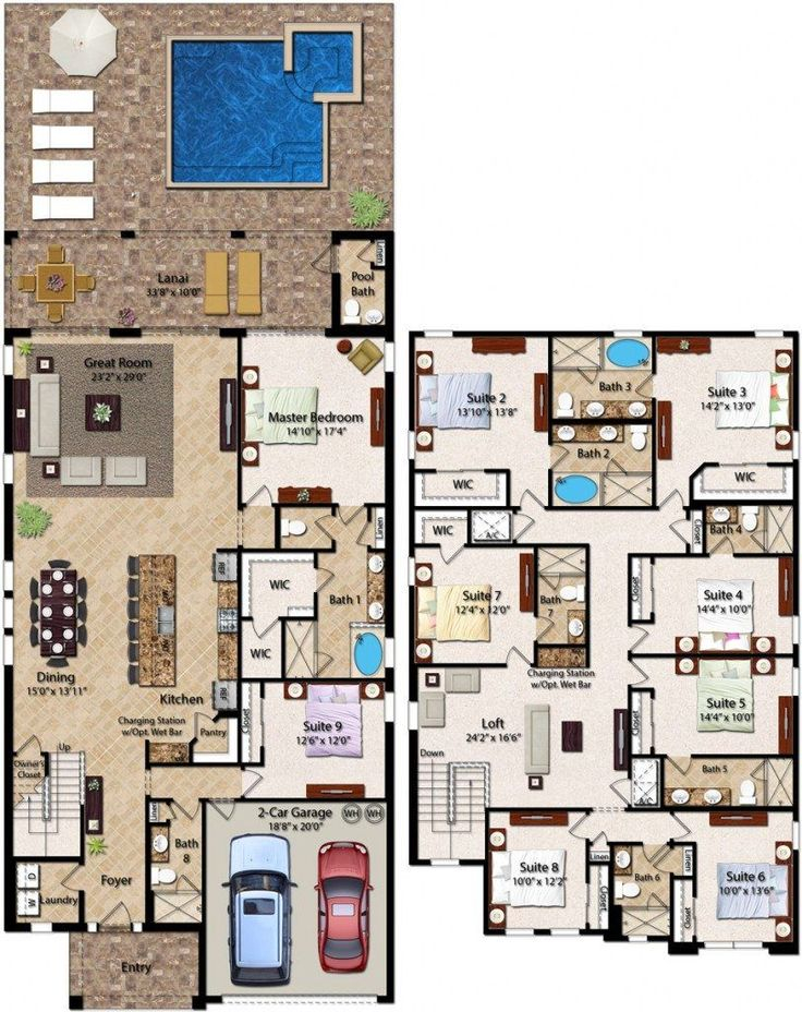 9 Bedroom House Plans For Families Of All Sizes House Plans - 10 Bedroom Blueprint 9 Bedroom House Floor Plans