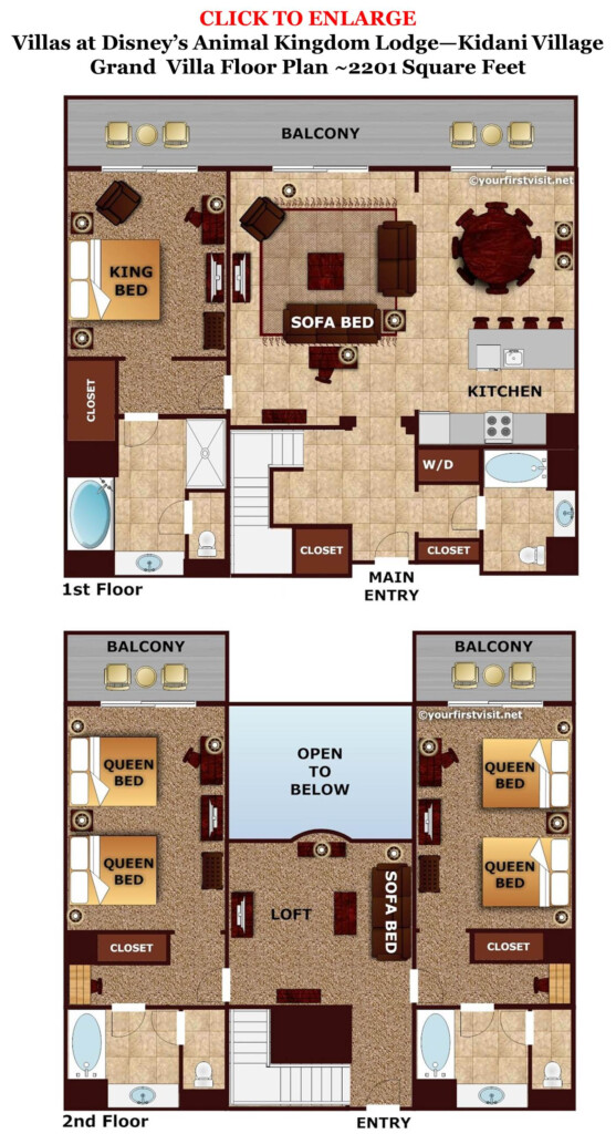 Accommodations And Theming At Disney s Animal Kingdom Villas Jambo  - Jambo House 1 Bedroom Villa Floor Plan Vs Kidani Village