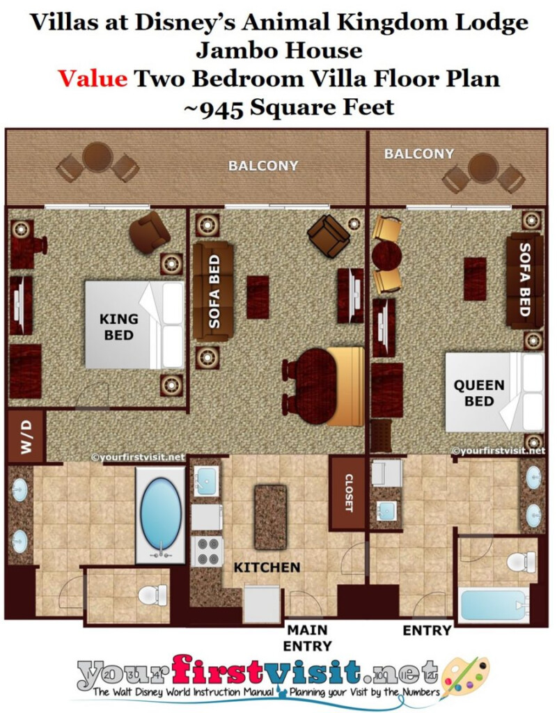 Accommodations And Theming At Disney s Animal Kingdom Villas Jambo  - Jambo House 2-bedroom Villa Floor Plan