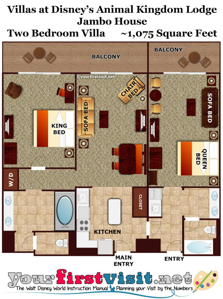 Accommodations And Theming At Disney s Animal Kingdom Villas Jambo  - Jambo House 2 Bedroom Villa Floor Plan