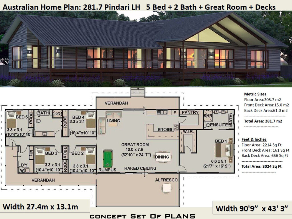 Acreage 5 Bedroom Home Australia Pole Barn House Plans House Plans One  - 5 Bedroom Ranch Family House Floor Plan