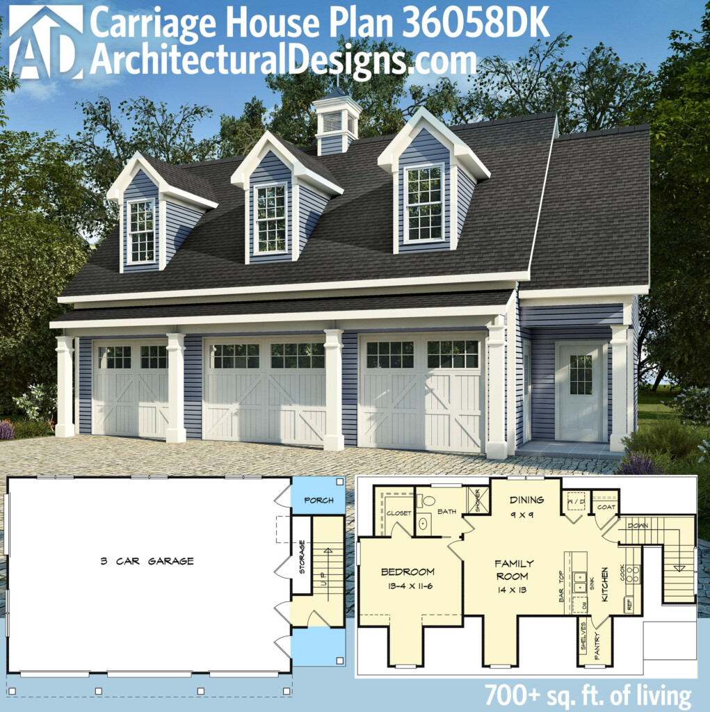 Architectural Designs Carriage House Plan 36058DK Makes A Great In law  - Carriage House Apartments Syracuse 1 Bedroom Floor Plan