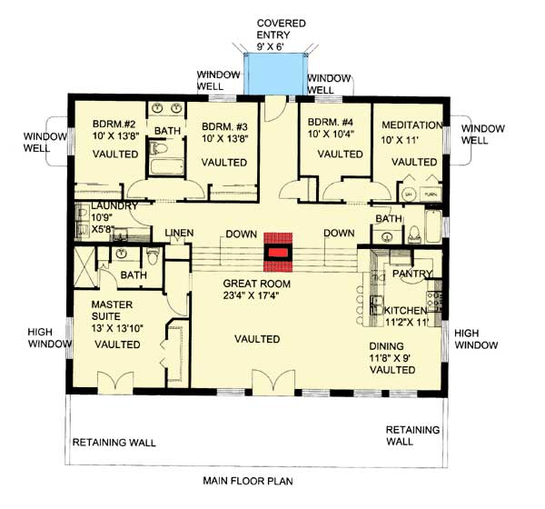 Attractive Berm House Plan 35458GH Architectural Designs House Plans - 2 Bedroom Berm House Floor Plans