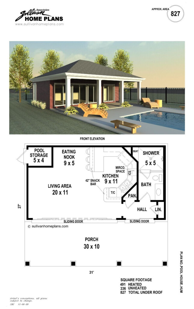 B1 0827 p Pool House Plans Pool House Designs Pool Houses - Bedroom House Floor Plans Uk Pool