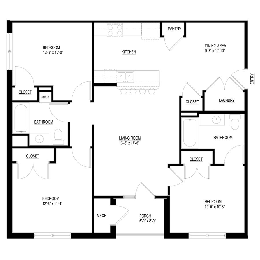 Barndominium 3 Bedroom Floor Plans Image To U - Old 3 Bedroom Houses Floor Plans