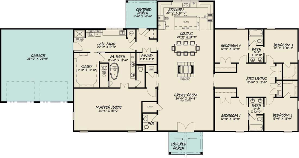 Barndominium House Plan 5 Bedrooms 3 Bath 3246 Sq Ft Plan 12 1616  - 5 Bedroom 3 Bath House Floor Plans