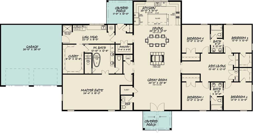 Barndominium House Plan 5 Bedrooms 3 Bath 3246 Sq Ft Plan 12 1616 - 5 Bedroom 3 Bathroom House Floor Plans