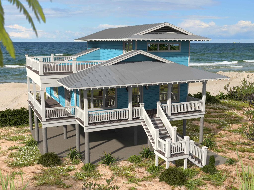 Beachfront Home Plan 3 Bedrms 4 Baths 2118 Sq Ft 196 1148 - 3 Bedroom Beach House Floor Plan