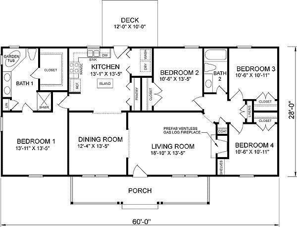 Beautiful Affordable 4 Bedroom House Plans New Home Plans Design - Most Affordable Open Floor Plan For 4 Bedroom House