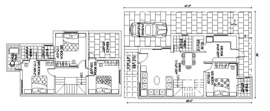 Beautiful Four Bedroom House Floor Plan Auto cad Drawing Details Dwg  - Four Bedroom House Floor Plan Autocad