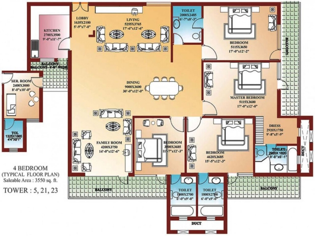 Bedroom Home Blueprints Small House Plans All Rooms Suite Cross  - 4 Bedroom Underground House Floor Plan