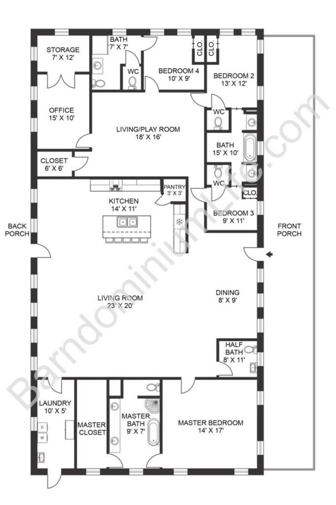 Best 4 Bedroom Barndominium Floor Plans With Pictures 2024 Pole  - 4 Bedroom Pole Barn House Floor Plans