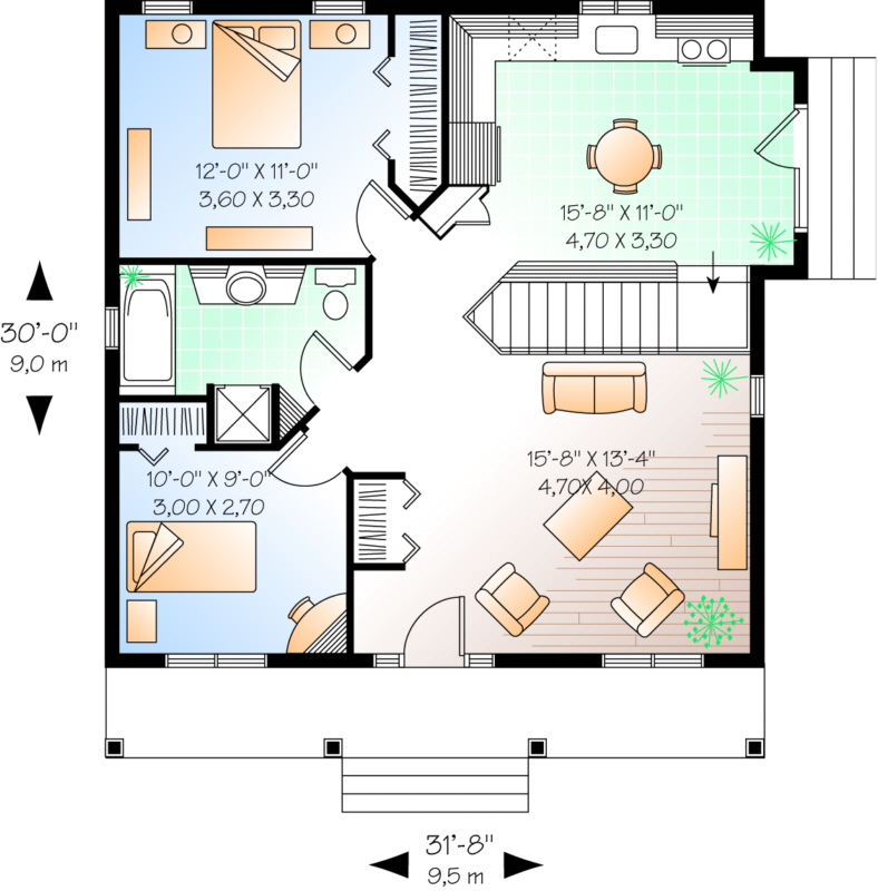 Bungalow Plan 910 Square Feet 2 Bedrooms 1 Bathroom 034 00113 - 2 Bedroom 1 Floor Cottage House Plans