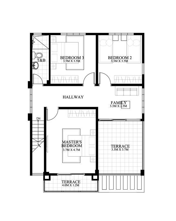 Carlo 4 Bedroom 2 Story House Floor Plan Pinoy EPlans - 2nd Floor House Plan With 4 Bedrooms