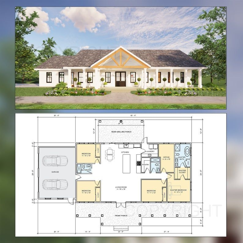 Cedar Springs Barndominium House Plan Design 4 Bed 3 Bath Etsy Artofit - Ranch House Floor Plans 4 Bedroom 3 Bath