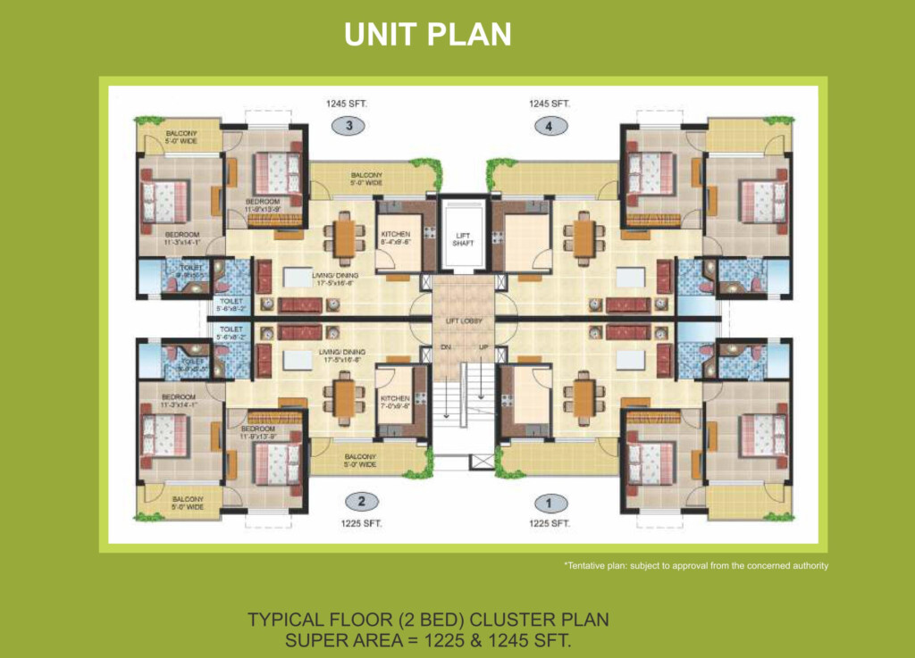 Cluster House Plans - Floor Plan Of 3 Bedroom Cluster House