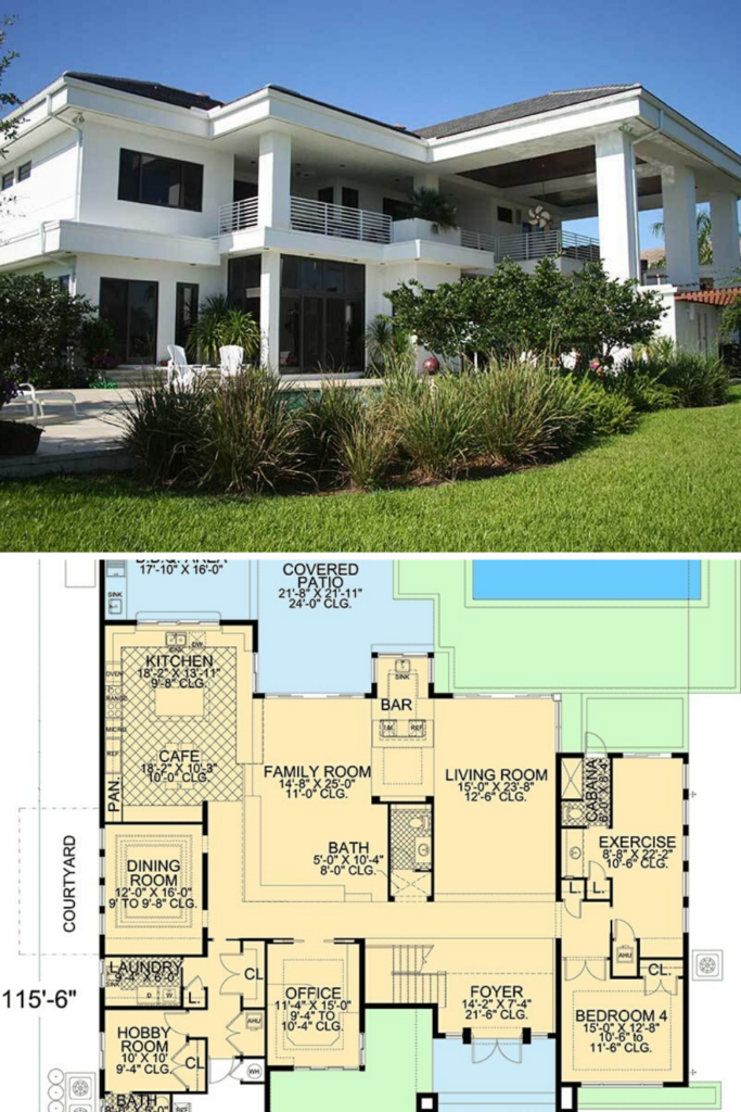 Contemporary Florida Style Home Floor Plan Radiates With Modern Appeal  - Forida 2 Bedroom House Floor Plan