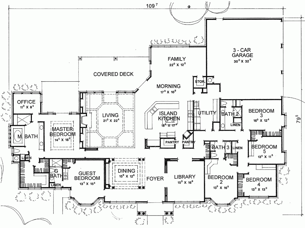 Contemporary House Plan With 6 Bedrooms And 4 5 Baths Plan 3752 - House Floor Plans With Six Bedrooms