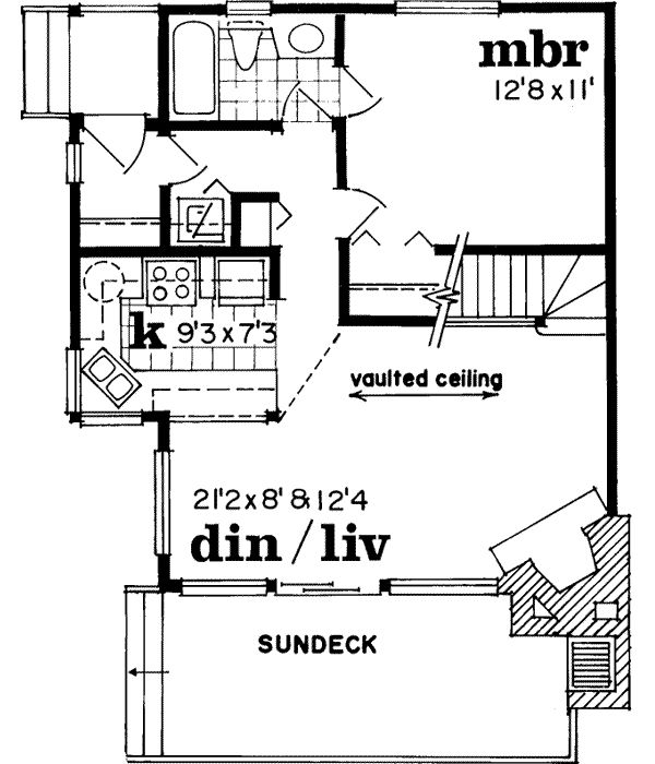 Contemporary Style House Plans 680 Square Foot Home 1 Story 1  - 680 Square Foot House I Bedroom Floor Plans